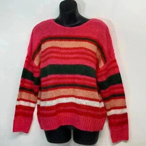 Stitches and stripes size small pink knit sweater